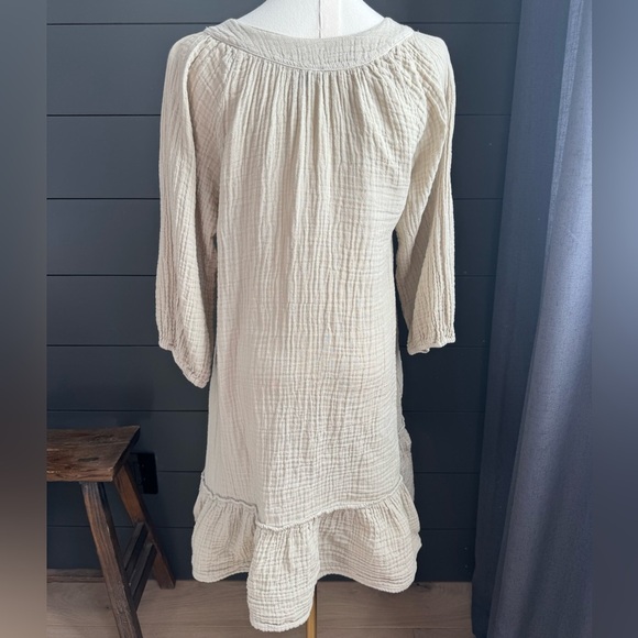 Shannon Passero Cream Long Sleeve Dress Cotton Ruffle Flowy Gauze - Picture 4 of 7